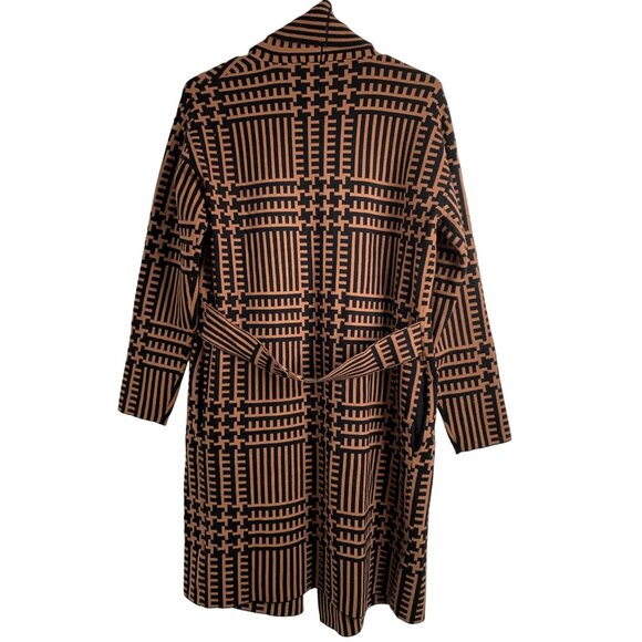 Womens Premise Geo Cognac Cardigan Open 7185 Size S/M NWT Shawl Collar Laser cut - Picture 8 of 12